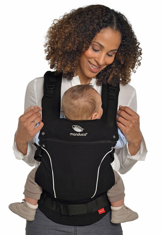 Manduca First Pure Cotton Babytrage  night black mum belly