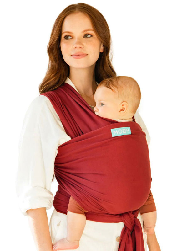 elastisches Moby Wrap Tragetuch in der Farbe Classic Ruby