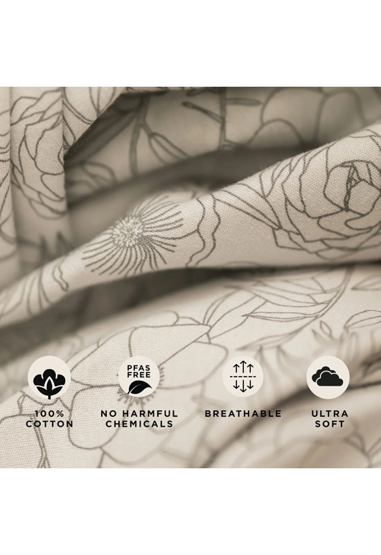 Eigenschaften des Moby Wrap Tragetuches Seaside Poppies