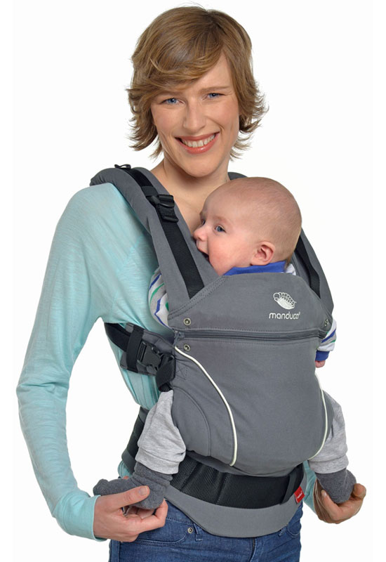 Manduca First Pure Cotton Babytrage  dark grey baby
