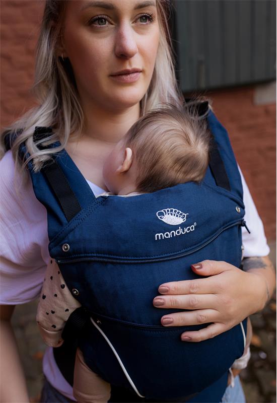 Manduca First Pure Cotton Babytrage  navy mum